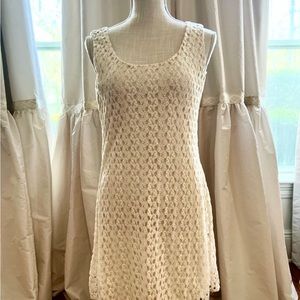 As U Wish Small sleeveless cream super cute  crochet lace mini dress